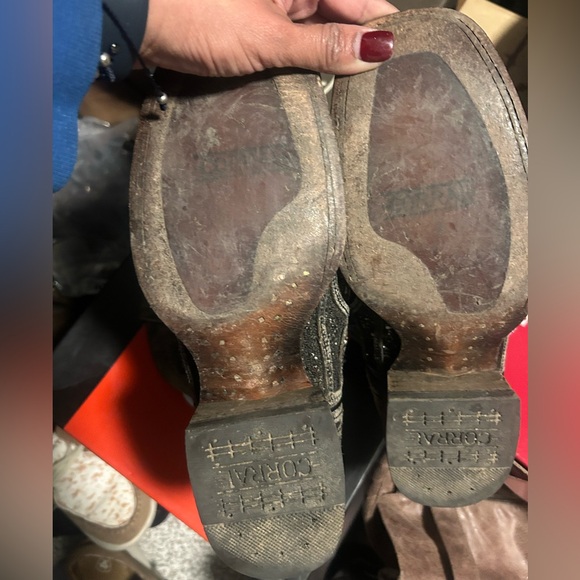 Women’s CORRAL grey sequin glitter inlay square toe cowgirl boots size 9 1/2 - Picture 14 of 15